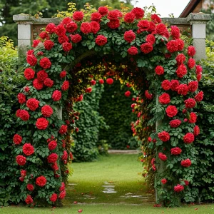 Роза плетистая Алый Триумф купить по цене от 319р. в интернет-магазине «Посадика» с доставкой почтой в в Арске и по всей России – [изображение №1].